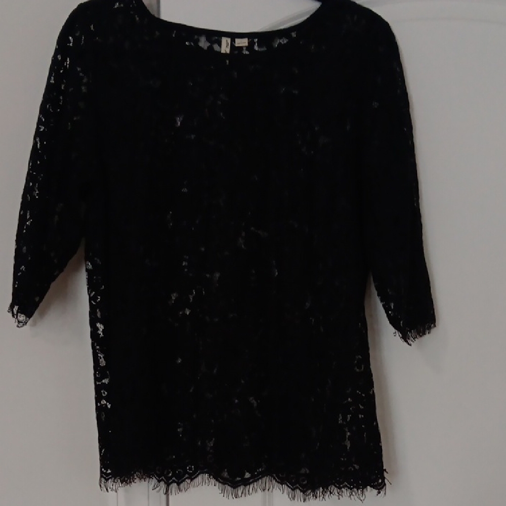 Ultra Pink Black Lace Blouse
